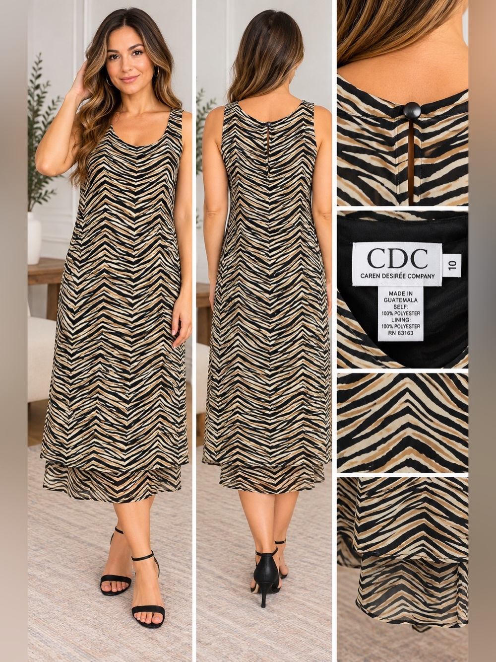 Vintage CDC Caren Desirée Company Zebra Print Dress – Size 10